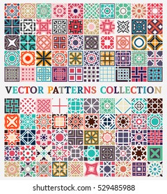 Patterns set with arabic geometric ornaments. Vector collection