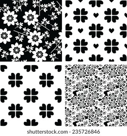 Patterns set with black and white floral pattern