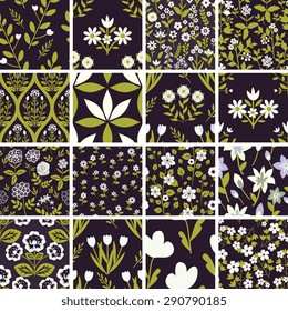 Patterns set with decorative white flowers