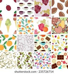 Patterns set with different food items