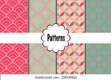 Patterns Set. Group of different vector seamless patterns