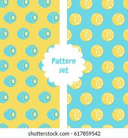 Patterns set. Pattern with half of kiwi and half of lemon