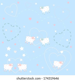 Patterns with sheeps.Vector illustration.