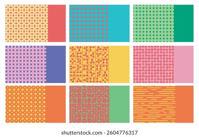 Patterns with simple geometric patterns, elements of circles and lines. Minimalistic set of posters, covers, brochures.