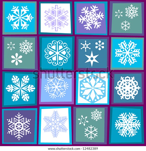 Patterns Snowflakes Stylized Squares Stock Vector (Royalty Free ...