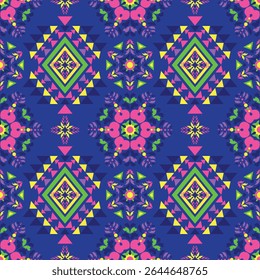 ﻿﻿Geometric patterns in the style of native art are expressed with sharp yellow and orange lines on a dark brown background. The symmetrical structure resembles a flower or star.
