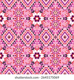 ﻿﻿Geometric patterns in the style of native art are expressed with sharp yellow and orange lines on a dark brown background. The symmetrical structure resembles a flower or star.