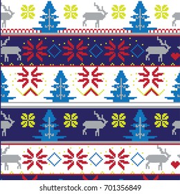 patterns with stylized winter Nordic ornament. Vector illustration.