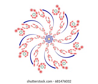 Patterns of symbols of different colors on a white background