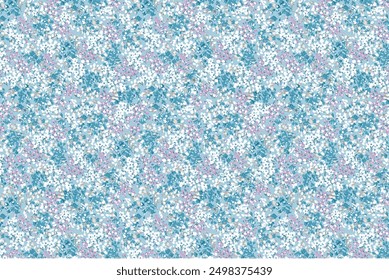 patterns in tiny wildflowers. Millefleurs in the country style. Background of a flowery meadow for textiles, wall coverings, pattern fills, surfaces, prints, and gift wrap