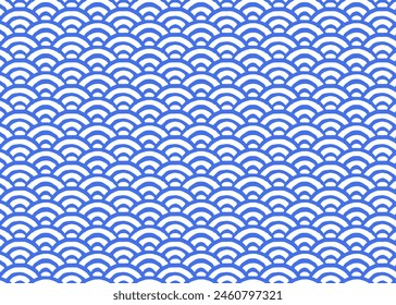 Patterns of traditional Japanese patterns, hand-drawn blue sea waves