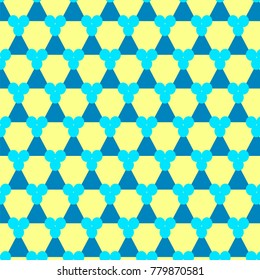 Patterns of triangle and circles on a yellow background
