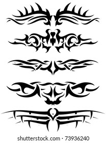 Patterns of tribal tattoo for design use. Vector illustration.