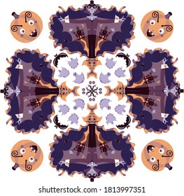Patterns with a vampire for Halloween on a white background