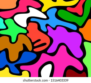Patterns of various colors with a black background