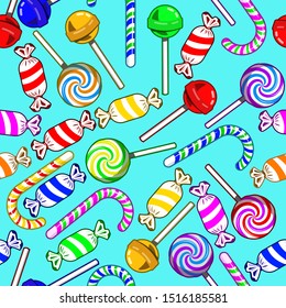 patterns of various types of candy arranged randomly and colorful