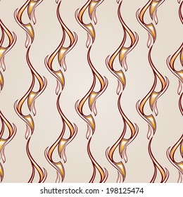 Patterns wavy vertical in the form of vines abstaktnyh trees on a light beige background