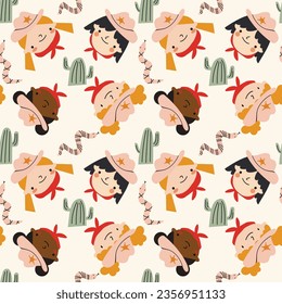 Patterns in wild west style. Western.Sheriff. Vector backgrounds with cowboys, cactus, horse, snake.  Great for wallpaper, backgrounds, packaging