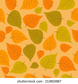 pattern,seamless of  autumn leaves on a beige background, vector