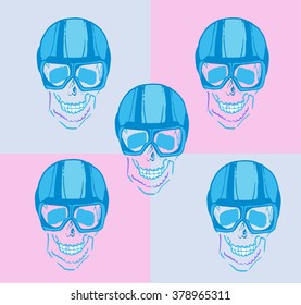 Pattern.Skull With Glasses For A Sketch Of The Pilot Vector Illustration 2