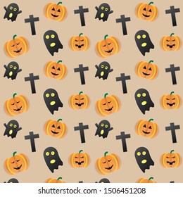 Pattle concept happy halloween with ghost and pumpkin.