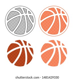 Patttern basketball four symbols isolated on white background