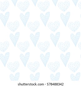 Patttern of sketching doodle hearts isolated on white. Vector illustration