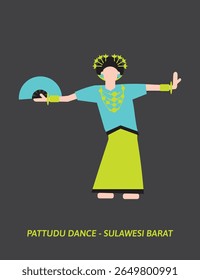 Pattudu Dance Vetor - Dança tradicional Bugis-Makassar de Sulawesi do Sul, Indonésia