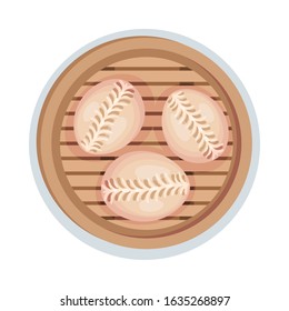 Patty Cakes Served on Wooden Plate Vector Illustration