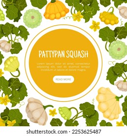 Pattypan Squash Design mit Shallow-Form-Gemüse mit skalierten Kanten Vektor-Vorlage