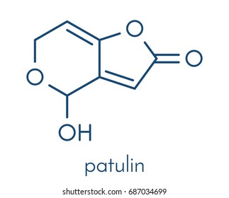 Patulin mycotoxin molecule. Skeletal formula.