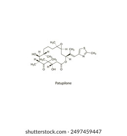 Patupilone flat skeletal molecular structure Antineoplastic drug used in cancer treatment. Vector illustration scientific diagram.