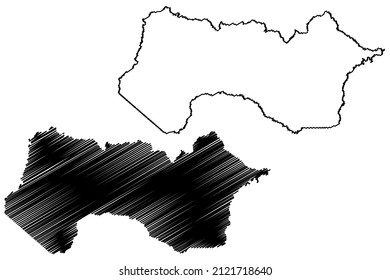 Pauini municipality (Amazonas state, Municipalities of Brazil, Federative Republic of Brazil) map vector illustration, scribble sketch Pauini map