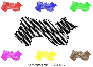 Pauini municipality (Amazonas state, Municipalities of Brazil, Federative Republic of Brazil) map vector illustration, scribble sketch Pauini map