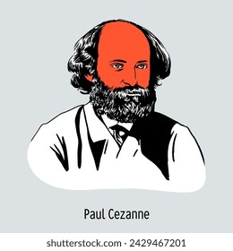Paul Cezanne is a French painter, a representative of post-impressionism. Hand drawn vector illustration