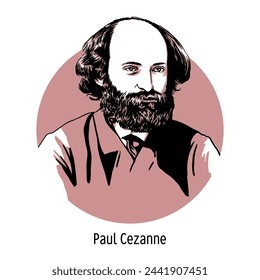 Paul Cezanne is a French painter, a representative of post-impressionism. Hand drawn vector illustration