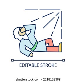 Paul conversion RGB color icon. Apostle Saul become christians. Man on ground blinded by light. Bible. Isolated vector illustration. Simple filled line drawing. Editable stroke. Arial font used