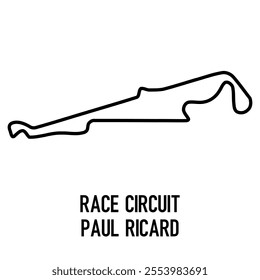 Paul Ricard Circuit Vector. Circuit Race Track Illustration with Editable Stroke. Stock Vector.