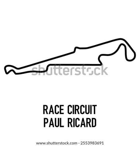 Paul Ricard Circuit Vector. Circuit Race Track Illustration with Editable Stroke. Stock Vector.
