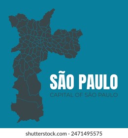 São Paulo, the capital, and all its neighborhoods and regions.  Map of the capital of the state of São Paulo, Brazil's economic hub.