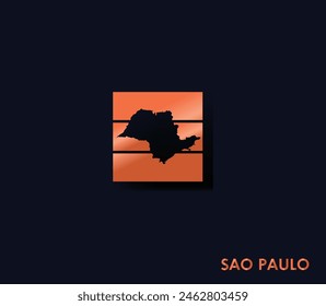 São Paulo map icon for your design. Federative units of Brazil.