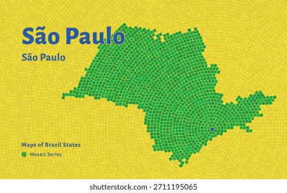 Mapa de São Paulo en patrón de mosaico con capital São Paulo