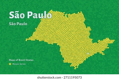 Mapa de São Paulo en patrón de mosaico con capital São Paulo