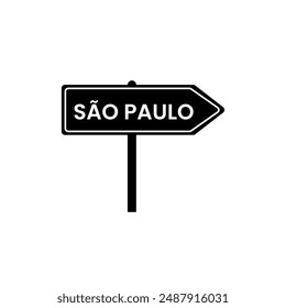 São Paulo road sign. City name on black road traffic signs board design vector illustration.