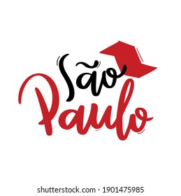 São Paulo. San Paolo. Brazilian city name in handmade calligraphy. Brazilian Portuguese Vector. 