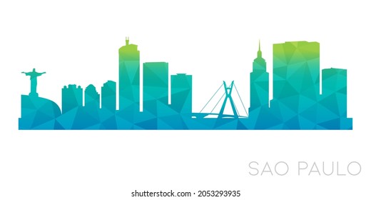 São Paulo, State of São Paulo, Brazil Low Poly Skyline Clip Art City Design. Geometric Polygon Graphic Horizon Icon. Vector Illustration Symbol.