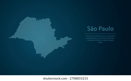 Sгo Paulo, estado de Brasil. Mapa lleno de círculos concéntricos sobre fondo degradado oscuro
