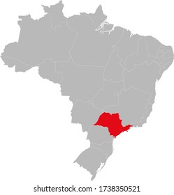 São Paulo state highlighted on Brazil map. Business concepts and backgrounds.