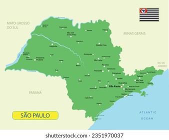 São Paulo state map in Brazil. Vector illustration