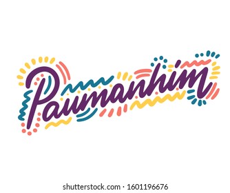 Paumanhim! Hand Lettering word in Philippine - Sorry. Handwritten modern brush typography sign. Greetings for icon, logo, badge, cards, poster, banner, tag. Vector illustration
